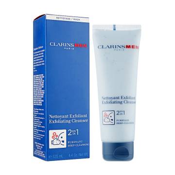 Очищающий и отшелушивающий гель для лица 2в1 Clarins Men Exfoliating Cleanser мужской, 125 мл Очищающий и отшелушивающий гель для лица 2в1 Clarins Men Exfoliating Cleanser мужской, 125 мл