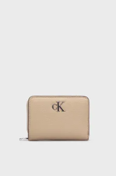 Женский бежевый кошелек MINIMAL MONOGRAM MED ZIP AROUND Бежевый ONESIZE Calvin Klein K60K612740