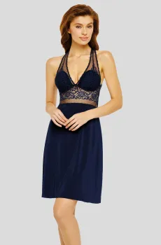 Женская темно-синяя ночная рубашка Синий 38 MARC&ANDRE A7-01PS103-BL