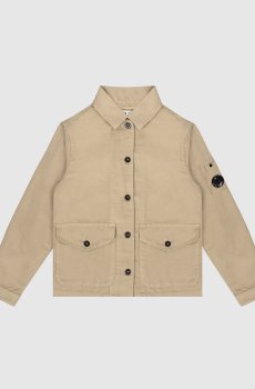 Детская бежевая куртка в стиле рубашки со льном
