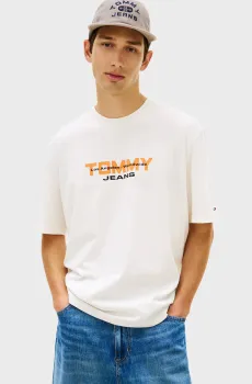 Мужская белая футболка BLOCK Белый S Tommy Jeans DM0DM22550