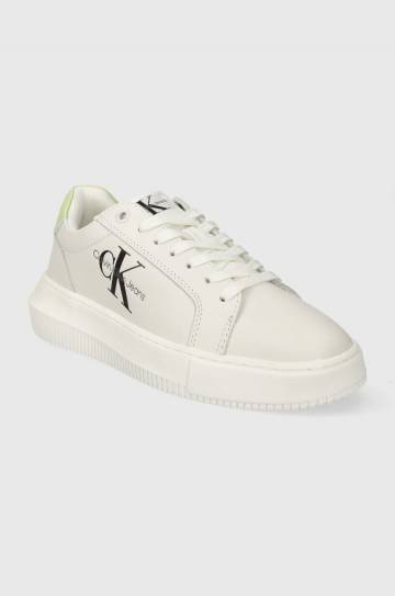 Кожаные кроссовки Calvin Klein Jeans YW0YW00823 CHUNKY CUPSOLE MONOLOGO W цвет белый YW0YW00823 Кожаные кроссовки Calvin Klein Jeans YW0YW00823 CHUNKY CUPSOLE MONOLOGO W цвет белый YW0YW00823