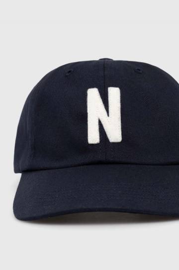 Хлопковая кепка Norse Projects Felt N Twill Sports Cap цвет синий с аппликацией N80.0128.7004 Хлопковая кепка Norse Projects Felt N Twill Sports Cap цвет синий с аппликацией N80.0128.7004