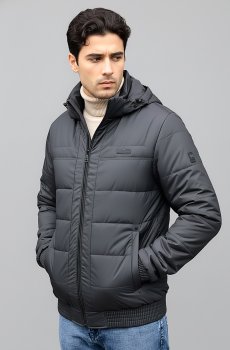 Мужская серая куртка с капюшоном DV-89-grey