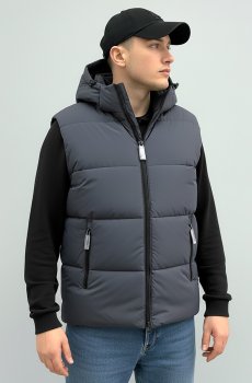 Жилетка темно-серого цвета с капюшоном SB-25280-r-west-dark-grey