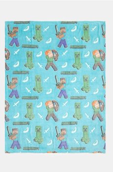 Ковдра з флуоресцентним принтом Minecraft - ментолово-зелений