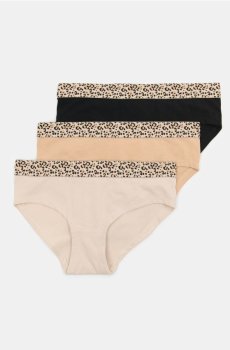 Бавовняні трусики-хіпстери, 3 пари - різнобарвний