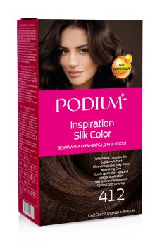 Безаммиачная крем-краска для волос Podium Inspiration Silk Color 412 Какао со льдом, 150 мл