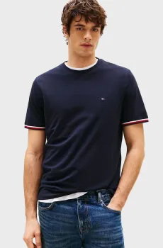 Мужская темно-синяя футболка GLOBAL STRIPE CUFF Синий M Tommy Hilfiger MW0MW38630