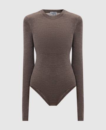 Коричневый боди KAYDON из шерсти мериноса