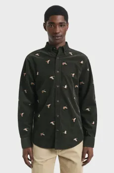 Мужская темно-зеленая рубашка с узором EMBROIDERED Зеленый L Gant 3250232