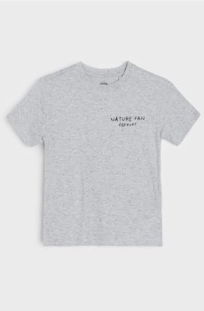 Бавовняна футболка з вишитим написом Nature Fan Forever - сірий