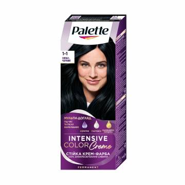 Стойкая крем-краска для волос Palette Интенсивный цвет, 1-1 Иссиня-черный, 110 мл Стойкая крем-краска для волос Palette Интенсивный цвет, 1-1 Иссиня-черный, 110 мл