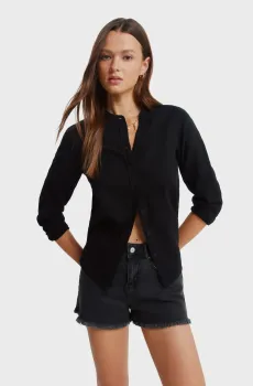 Женская черная льняная рубашка Черный 40 SPRINGFIELD 6793478