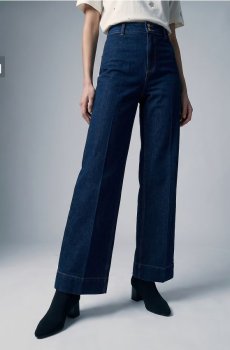 Бавовняні джинси wide leg - steel blue