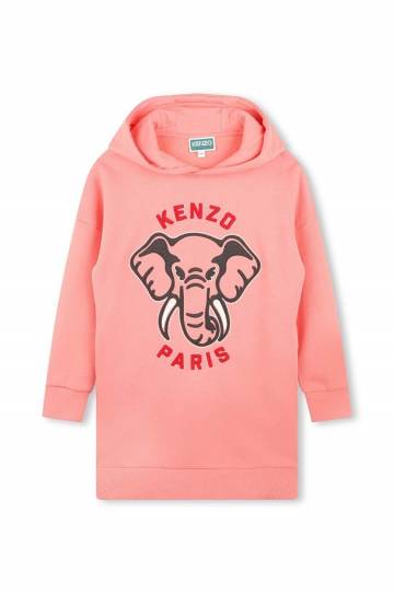 Хлопковое детское платье Kenzo Kids цвет розовый mini прямое K60660 Хлопковое детское платье Kenzo Kids цвет розовый mini прямое K60660