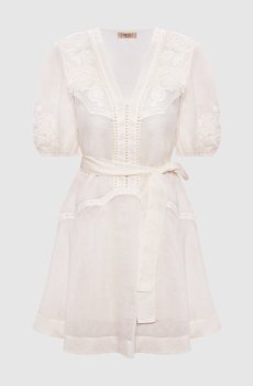 Белое платье из рамы с вышивкой бродере