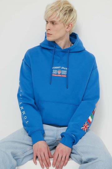 Хлопковая кофта Tommy Jeans Archive Games мужская с капюшоном с принтом DM0DM19544 Хлопковая кофта Tommy Jeans Archive Games мужская с капюшоном с принтом DM0DM19544