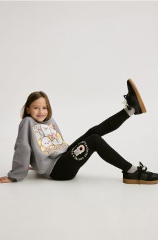 Reserved - Легінси з високим вмістом бавовни з принтом - чорний - 062FG-99X