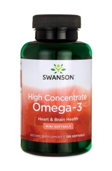 Омега-3 Swanson High Concentrate Omega-3 высокой концентрации, 120 гелевых капсул