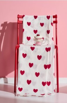 Плед з сердечками - білий