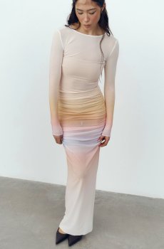 Сукня максі зі стрейч-сітки з градієнтом