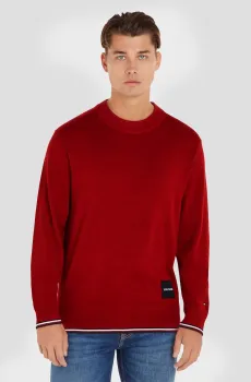 Мужской красный джемпер MONOTYPE GS TIPPED CREW NECK Красный S Tommy Hilfiger MW0MW32037
