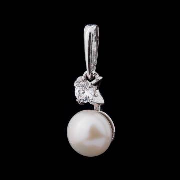 Подвеска (культивированный пресноводный жемчуг, фианит) п01813 Подвеска (культивированный пресноводный жемчуг, фианит) п01813