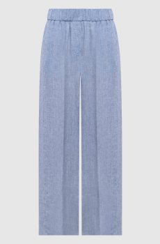 Голубые брюки из льна