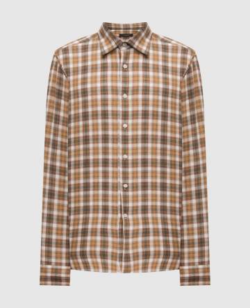 Бежевая рубашка в клетку