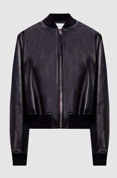 Черный кожаный бомбер