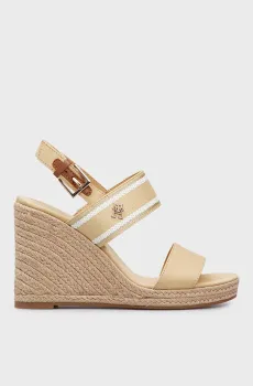 Женские бежевые босоножки MONO WEBBING HIGH WEDGE SANDAL Бежевый 37 Tommy Hilfiger FW0FW08045