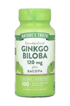 Гинкго билоба с бакопой Natures Truth Ginkgo Biloba Plus Bacopa, 100 капсул быстрого высвобождения