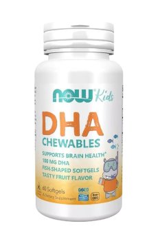 Рыбий жир для детей NOW foods Kids DHA 100 мг, 60 гелевых капсул