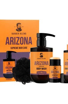 Подарочный набор для мужчин Barber Blend Arizona (одеколон, 150 мл + гель для душа, 500 мл + дезодорант, 50 г + мочалка, 1 шт)