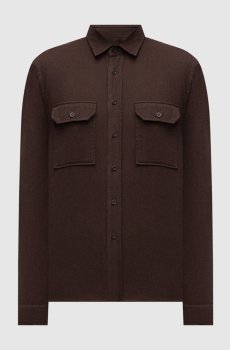 Коричневая рубашка в тканом узоре