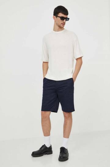 Футболка с примесью шелка Calvin Klein цвет бежевый однотонный Футболка с примесью шелка Calvin Klein цвет бежевый однотонный