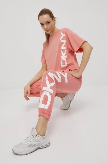Хлопковая футболка Dkny цвет розовый Хлопковая футболка Dkny цвет розовый