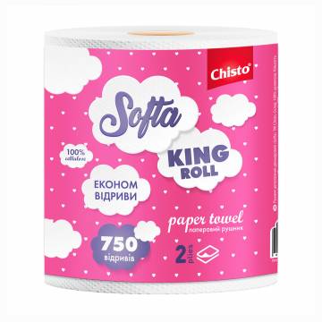 Бумажные полотенца Chisto Softa Big Roll на гильзе, 2х-слойные, 750 отрывов, 1 рулон Бумажные полотенца Chisto Softa Big Roll на гильзе, 2х-слойные, 750 отрывов, 1 рулон