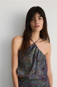 Reserved - Топ з вирізом халтер - індиго - 458CD-57X