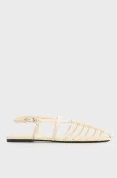 Женские белые кожаные сандалии BALLERINA Бежевый 37 Calvin Klein HW0HW02939