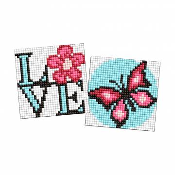 Алмазная мозаика Ideyka Грациозная бабочка, на магнитной основе, 9*9 см, 2 шт (AMG1061)