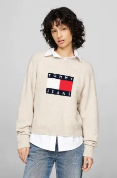 Женский бежевый джемпер TJW MELANGE FLAG SWEATER EXT Бежевый S Tommy Jeans DW0DW18681