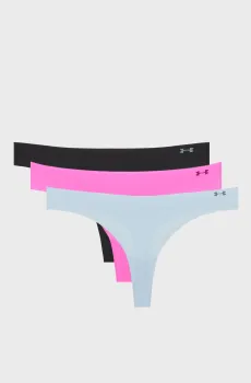Женские трусики (3 шт) Underwear Thong UA PURE STRETCH NO SHOW THONG -SOLID Разноцветный XL Under Armour 1383893-652