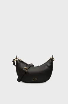 Женская черная кожаная сумка MOON LEATHER MINI CROSSOVER Черный ONESIZE Tommy Hilfiger AW0AW17466