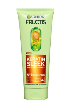 Шампунь Garnier Fructis Keratin Sleek Shampoo для пушистых и сухих волос, для разглаживания и придания блеска, 200 мл