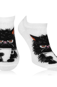 Носки женские AmiGA укороченные, кот с кофе, размер 23-25