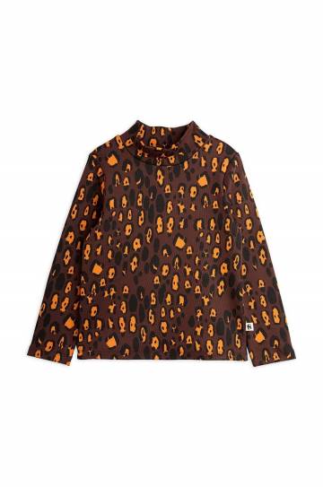 Детский лонгслив Mini Rodini Leopard цвет коричневый узорный 2472014116 Детский лонгслив Mini Rodini Leopard цвет коричневый узорный 2472014116