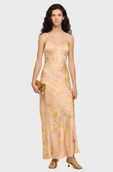 Женское розовое платье с узором Розовый 40 Sandro SFPRO04796_Pink - Green