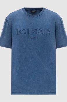 Голубая футболка с вышивкой логотипа